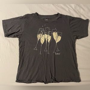 J crew grey tshirt with champagne glasses and rhinestones. pop the bubbly!